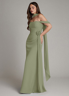 Azazie Ezria Bridesmaid Dresses Pistachio A-Line Off the Shoulder Chiffon Dress image12