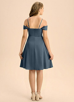 Azazie Anselie Junior A-Line Plisseret Stræk satin Mini Junior brudepige Kjole image2