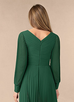 Azazie Zina vestidos de madre de la novia Vestido de Verde Oscuro de Gasa de Corte En A con Plisado image6