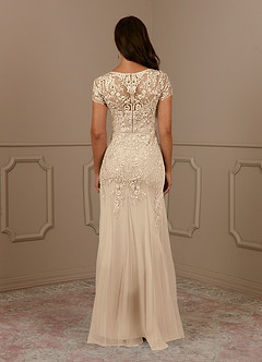 Azazie Laurie Mother of the Bride Dresses Champagne Mermaid Scoop Sequins Tulle Dress image6
