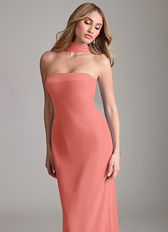 Azazie Lusinda Bridesmaid Dresses Salmon Pink Mermaid Off the Shoulder Chiffon Convertible Dress image8