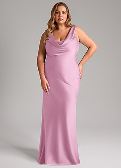 Azazie Rylina Bridesmaid Dresses Candy Pink Mermaid Stretch Satin Dress image7