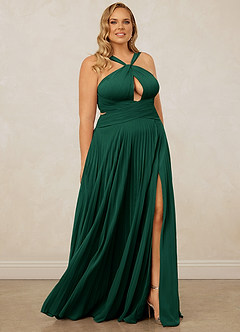 Christian Siriano Bridal for Azazie 1009 Bridesmaid Dresses Emerald A-Line Pleated Chiffon Dress image12