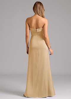 Azazie Aretha Bridesmaid Dresses Gold A-Line Strapless Stretch Satin Convertible Dress image7