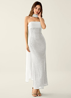 Celestina White Sequins Corset Mermaid Prom Dress image4