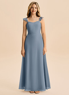 Azazie Mavie Junior Abito A-Line in Chiffon Increspato Crepuscolo image4