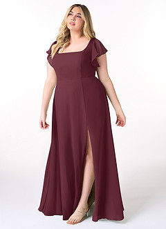 Azazie Bondi Bridesmaid Dresses Cabernet A-Line Ruffled Chiffon Dress image9