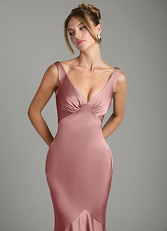 Azazie Alena Bridesmaid Dresses Dusty Rose Mermaid Pleated Stretch Satin Dress image9