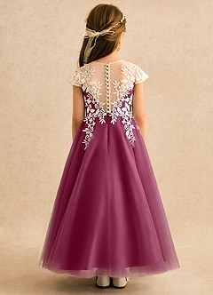 Azazie Dandelion Flower Girl Dresses Mulberry Ball-Gown Lace Dress image5