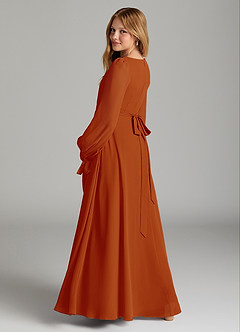 Azazie Leonia Junior Paprika A-Line with Pockets Chiffon Dress image2