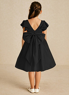 Azazie Kaeya Flower Girl Dresses Black A-Line Bow Tulle Dress image1