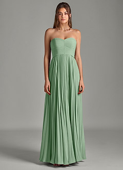 Azazie Chiana Final Sale Matcha A-Line Strapless Chiffon Dress image4