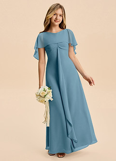 Azazie Selena Junior Bermuda A-Line Ruched Chiffon Dress image3