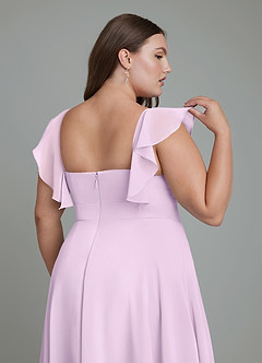Azazie Leilani Bridesmaid Dresses Frosted Lilac A-Line Pleated Chiffon Dress image12