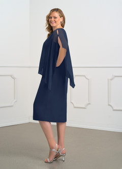 Azazie Sparrow Mère de la mariée Robes Robe Fourreau en Mousseline de soie Paillettes Bleu Marine Foncé image9