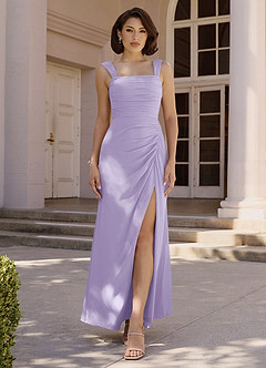 Azazie Jesaphine Bridesmaid Dresses Lilac Sheath Bow Chiffon Dress image2