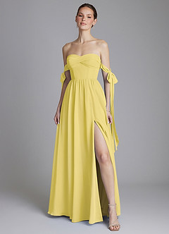 Azazie Ayanna Final Sale Canary A-Line Off the Shoulder Chiffon Dress image6