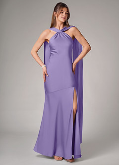 Azazie Kinsley Bridesmaid Dresses Tahiti Mermaid Side Slit Stretch Satin Dress image5