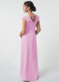 Azazie Claudine Junior Candy Pink A-Line Pleated Chiffon Dress image4