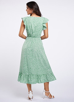 Hello Sweetheart Mint Green Print Flutter Sleeve Maxi Dress image2