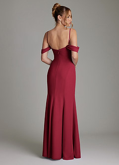 Azazie Karmela Bridesmaid Dresses Burgundy A-Line Off the Shoulder Chiffon Dress image2