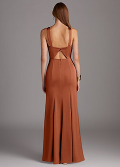 Azazie Elana Final Sale Agave Mermaid Side Slit Stretch Satin Dress image4