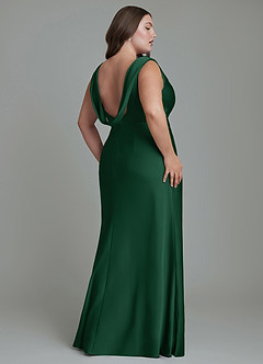 Azazie Kieryn Robes de demoiselle d'honneur Robe Sirène en Satin extensible Plissé Vert Foncé image8