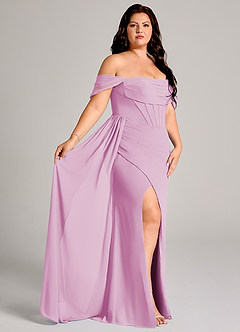 Azazie Amyra Robes de demoiselle d'honneur Robe Fourreau Convertible en Mousseline de soie Épaule décolletée Rose Bonbon image12