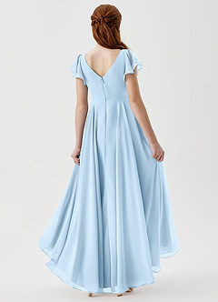 Azazie Caria Junior Sky Blue A-Line Pleated Chiffon Dress image2