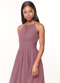 Azazie Bonnie Bridesmaid Dresses Vintage Mauve A-Line Keyhole Ruched Chiffon Dress image5