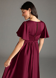 Azazie Verna Final Sale A-Line Ruched Stretch Satin Floor-Length Dress image8