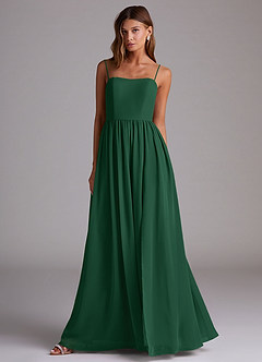 Azazie Calianna Jurken voor bruidsmeisjes Converteerbaar Jurk van Chiffon met A-Lijn Off the Shoulder Donkergroen image4
