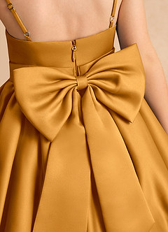 Azazie Davine vestidos de niña de las flores Vestido de Caramelo de Satin Mate de Corte En A con Tirante Espagueti image10