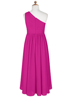 Azazie Mathilda Junior A-Linie Plissee Chiffon Kleid Fuchsia image6