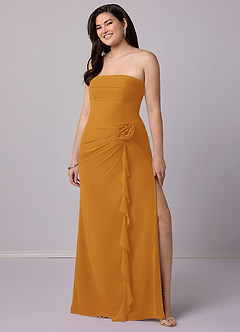 Barbie ♥ Azazie Bridesmaid Dresses Butterscotch Sheath Strapless Chiffon Convertible Dress image10