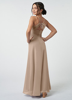 Azazie Avelina Junior A-Linie Plissee Chiffon Kleid Taupe image5