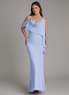 Azazie Yura Bridesmaid Dresses Ice Mermaid Off the Shoulder Chiffon Dress image4