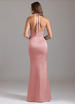 Azazie Valerie Brudtärnklänningar Klä av Sjöjungfru i Stretch Satin Plisserad Puderrosa image2