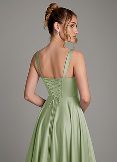 Azazie Azaria Bridesmaid Dresses Dusty Sage A-Line Corset Stretch Satin Dress image2