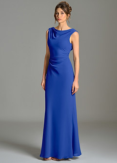 Azazie Kieryn Brautjungfernkleider Meerjungfrau-Linie Plissee Chiffon Kleid Königsblau image3