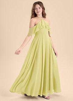 Azazie Tessabelle Junior Vestido de Sorbete De Limón de Gasa de Corte En A con Vestidos sin tirantes image3