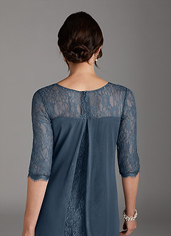 Azazie Flo Abiti per la Madre della Sposa Abito A-Line in Chiffon Pizzo Blu Nettuno image5
