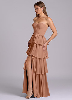 Azazie Faye Brautjungfernkleider A-Linie Herzausschnitt Chiffon Kleid Bronzer image3