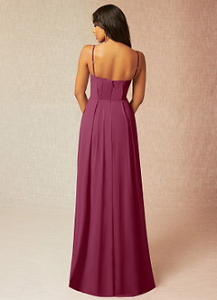 Azazie Kyedae Bridesmaid Dresses Mulberry A-Line V-Neck Pleated Chiffon Dress image2