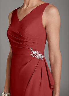 Azazie Saturn vestidos de madre de la novia Vestido de Óxido de Gasa de Recto con Cuello en V plisado image6