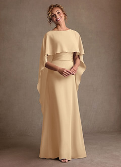 Azazie Marilla Mother of the Bride Dresses Champagne A-Line Pleated Chiffon Dress image6