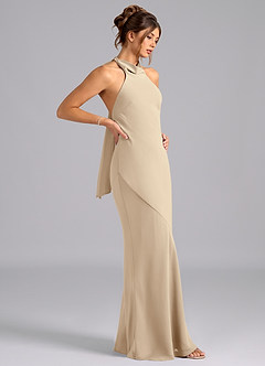 Azazie Velli Bridesmaid Dresses Champagne Mermaid Bow Chiffon Dress image4