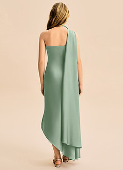 Azazie Briony Junior Etui Plissee Stretch-Satin Kleid Matcha image2