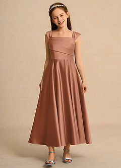 Azazie Bundle Junior Formal Flower Girl Klänningar Klä A-Line i Matt satäng Plisserad image1