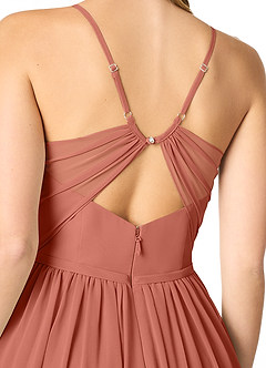 Azazie Cora Bridesmaid Dresses Clay A-Line Pleated Chiffon Dress image3
